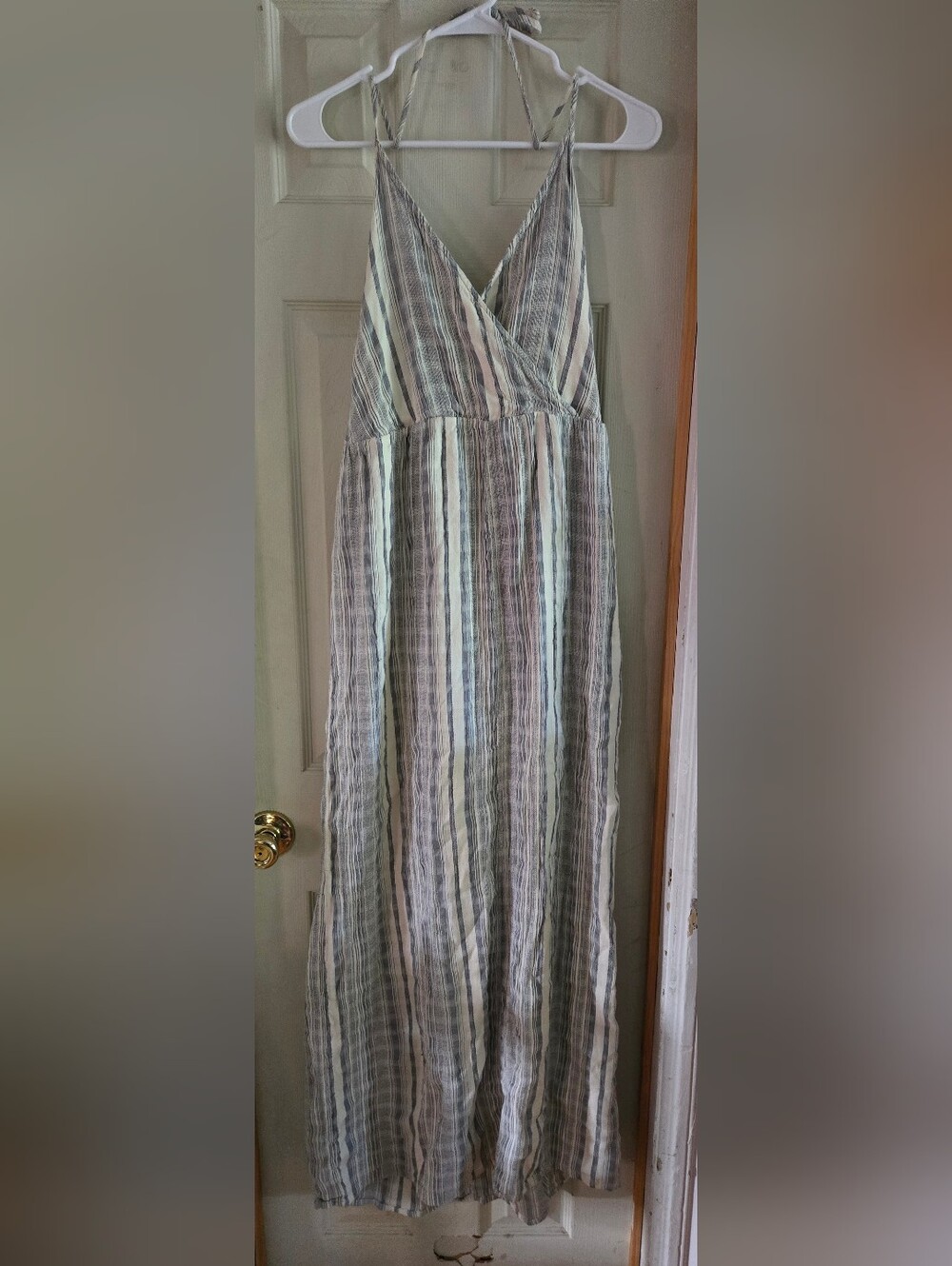 ASOS Gray Striped Halter Backless Dress - Picture 3 of 5
